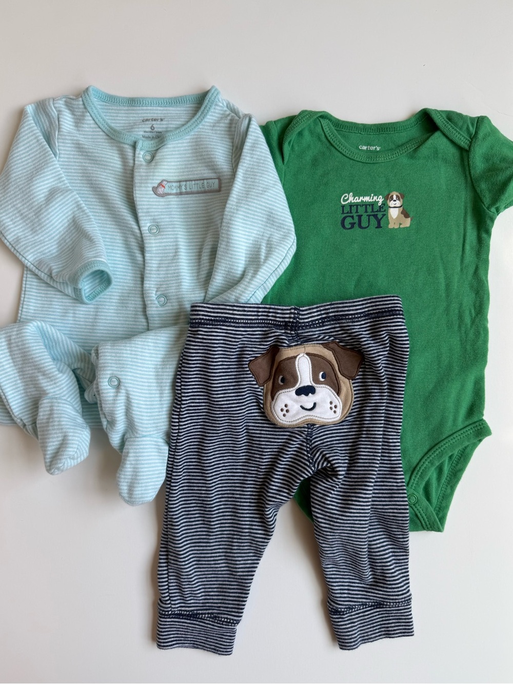 🐶 3/$15 | Puppy Outfit Set 6M Carter's Green Navy Baby Boy